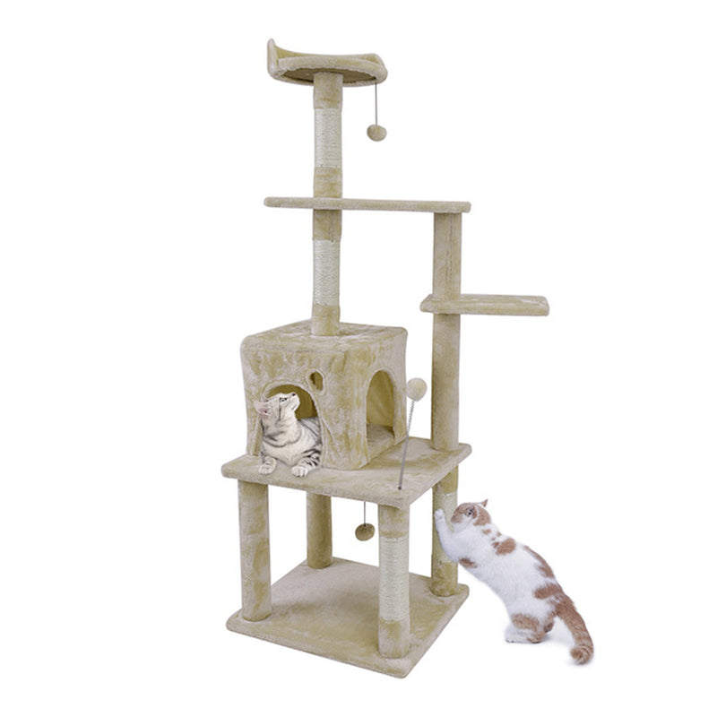 LuxuryCatTowerwithDoubleCondosandSpaciousPerch-FullyWrappedScratchingSisalPost